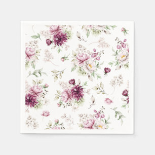 Watercolor Peonies Paper Napkin
