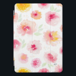 Watercolor Peonies Pattern Monogram iPad Pro Cover<br><div class="desc">Feminine iPad pro cover featuring pink peonies pattern. Personalize by adding a monogram. The monogram is located on the lower right side of the cover.</div>