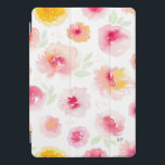 Watercolor Peonies Pattern Monogram iPad Pro Cover<br><div class="desc">Feminine iPad pro cover featuring pink peonies pattern. Personalize by adding a monogram. The monogram is located on the lower right side of the cover.</div>