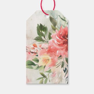 Watercolor Peonies Personalized Gift Tag