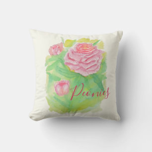 Watercolor Peonies Pillow