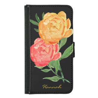Watercolor Peonies Samsung S5 Wallet Case