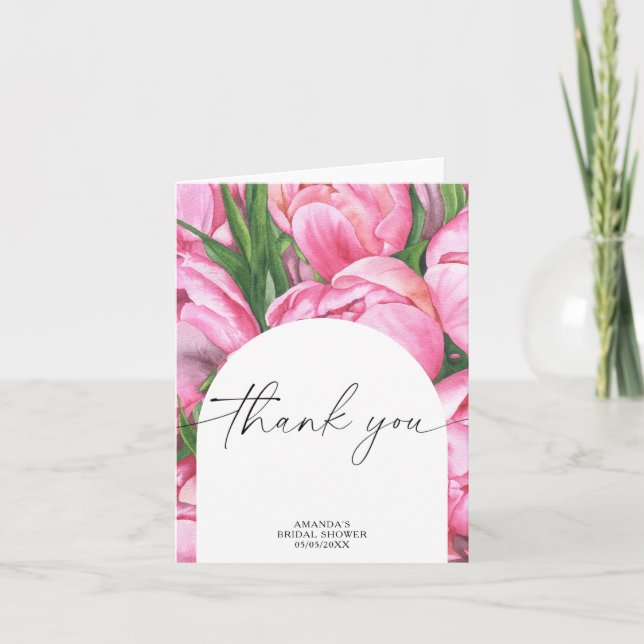 Watercolor peonies - thank you bridal shower  (Front)