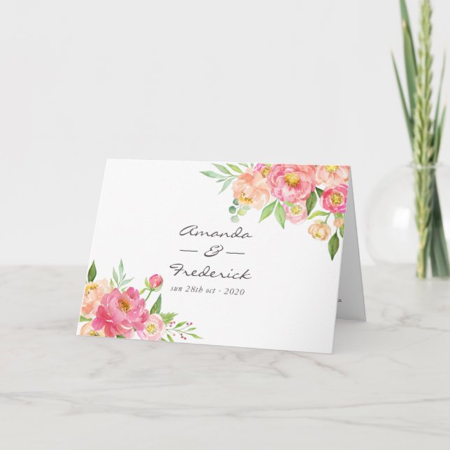 Watercolor Peonies Wedding Program (Front)