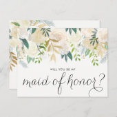 Watercolor Peonies Will You Be My Maid of Honor Invitation Postcard (Front/Back)