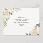 Watercolor Peonies Will You Be My Maid of Honor Invitation Postcard (Back)