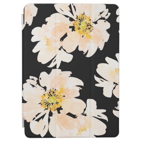 Watercolor peony blooms on black speck iPhone case