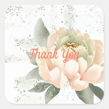 Watercolor Peony Blush Speckled Sticker by seashell2 at Zazzle