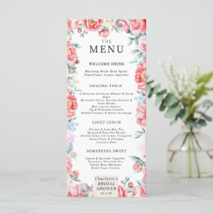 Watercolor Peony Bridal Shower Menu
