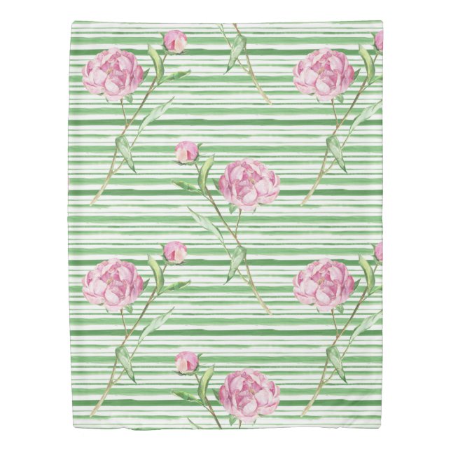 watercolor peony duvet cover (Front)