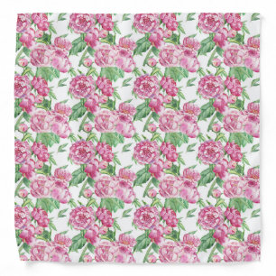 Watercolor peony field bandana