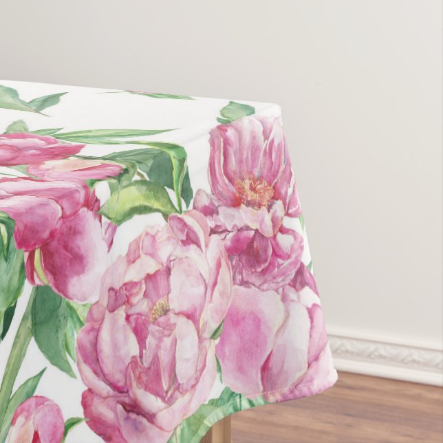 Watercolor peony field tablecloth (In Situ)