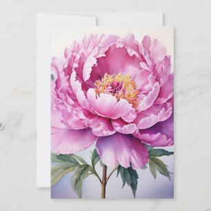 Watercolor Peony Flat Holiday Card