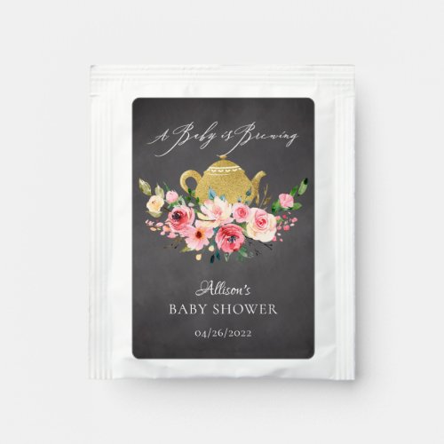 Watercolor Peony Floral Baby Shower  Tea Bag Drink Tea Bag Drink Mix