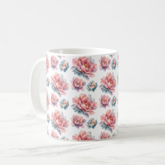 Watercolor Peony Floral Coffee Mug
