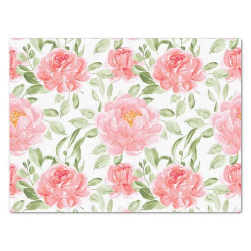 Watercolor Peony Floral Pattern Tissue Paper