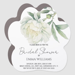 Watercolor Peony Flower Bridal Shower Car Magnet