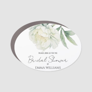 Watercolor Peony Flower Bridal Shower Car Magnet