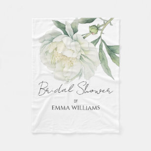 Watercolor Peony Flower Bridal Shower Fleece Blanket