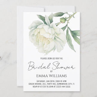 Watercolor Peony Flower | Bridal Shower Invitation