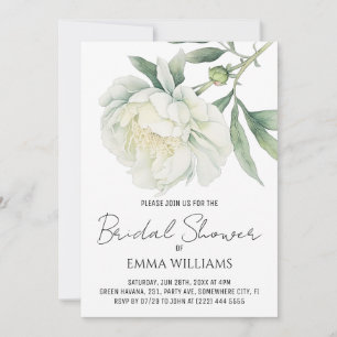 Watercolor Peony Flower   Bridal Shower Invitation