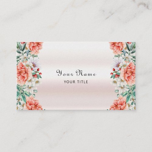 Watercolor Peony Flower Business Card