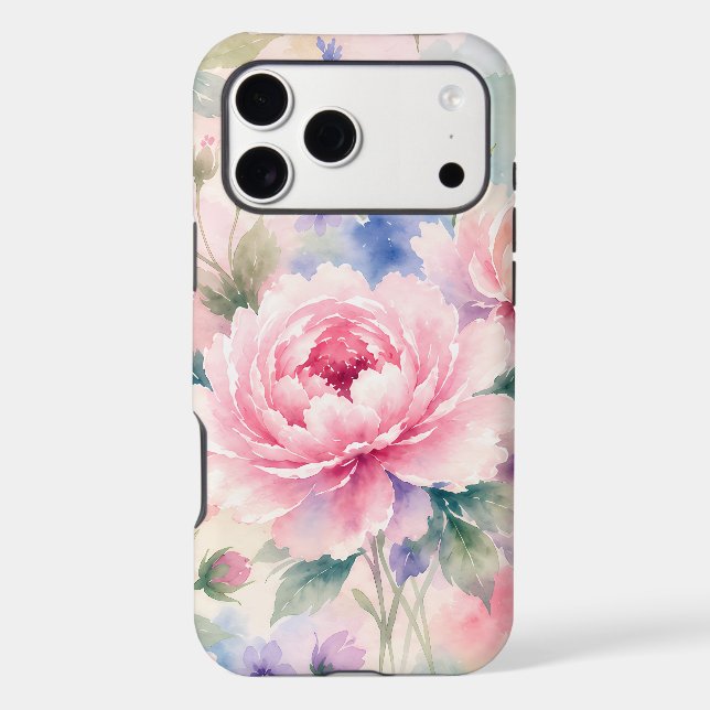 Watercolor Peony Flower Case-Mate iPhone Case (Back)