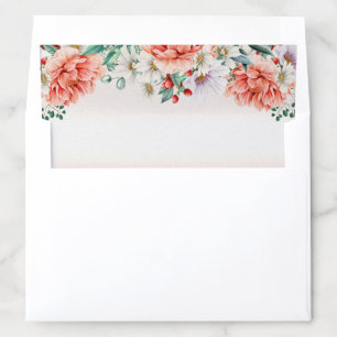 Watercolor Peony Flower Envelope Liner