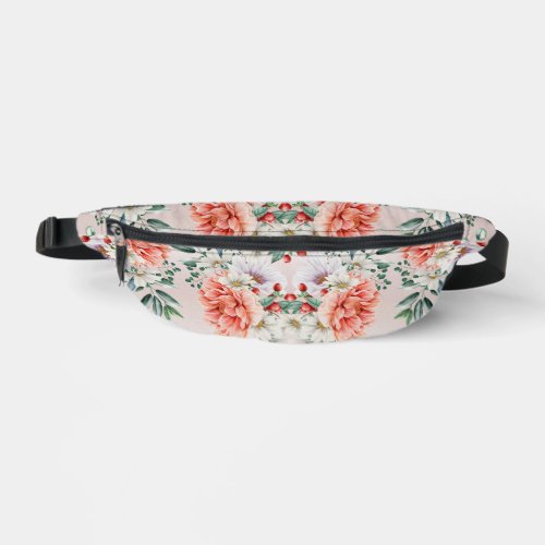 Watercolor Peony Flower Fanny Pack