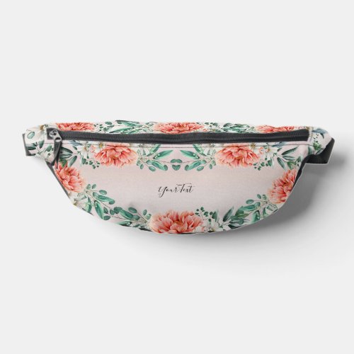Watercolor Peony Flower Fanny Pack