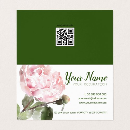 WATERCOLOR PEONY Flower Folded Business Card