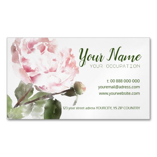 WATERCOLOR PEONY Flower Folded Business Card