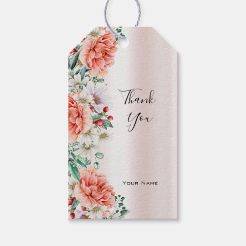 Watercolor Peony Flower Gift Tag