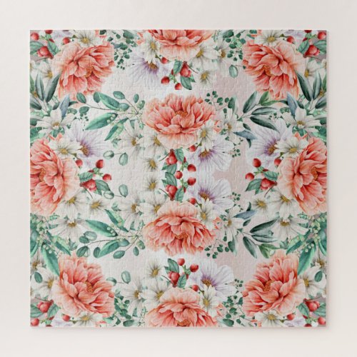 Watercolor Peony Flower Jigsaw Puzzle