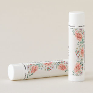 Watercolor Peony Flower Lip Balm