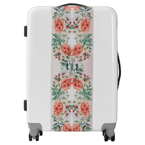 Watercolor Peony Flower Luggage
