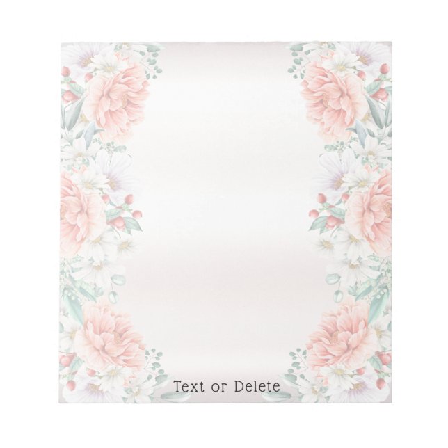 Watercolor Peony Flower Notepad (Front)