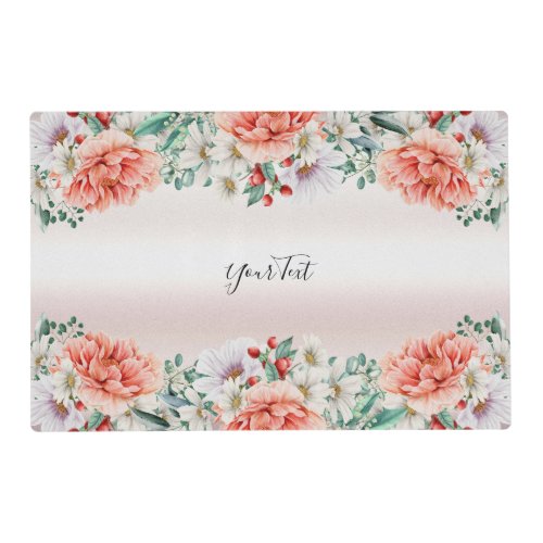 Watercolor Peony Flower Placemat