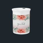 Watercolor Peony Flower Porcelain Pitcher<br><div class="desc">Beautiful Watercolor Peony Flower Porcelain Pitcher</div>