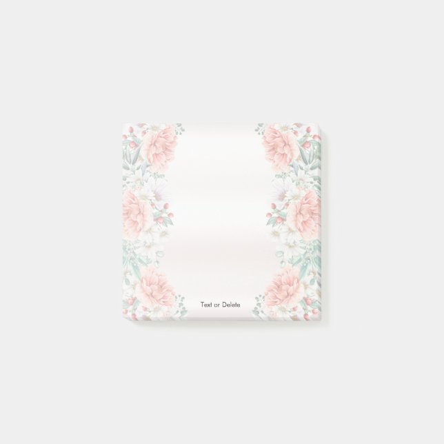 Watercolor Peony Flower Post it Notes (Front)