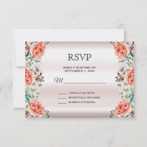Watercolor Peony Flower RSVP Card
