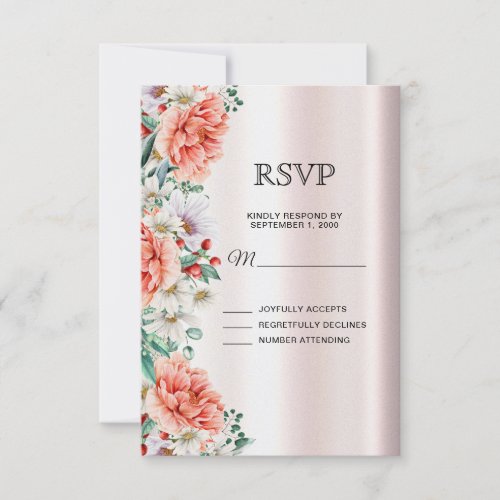 Watercolor Peony Flower RSVP Card
