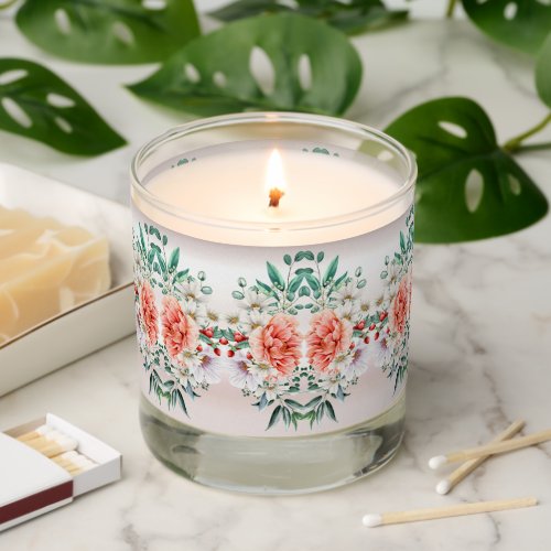 Watercolor Peony Flower Scented Jar Candle
