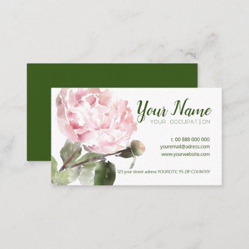 Watercolor Peony Flower Standard Business Card