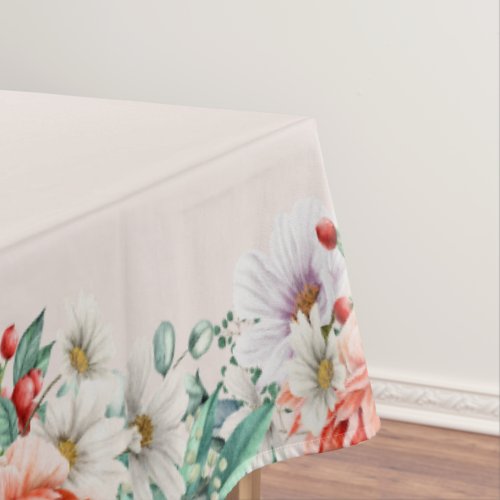 Watercolor Peony Flower Tablecloth