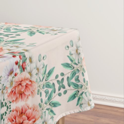 Watercolor Peony Flower Tablecloth