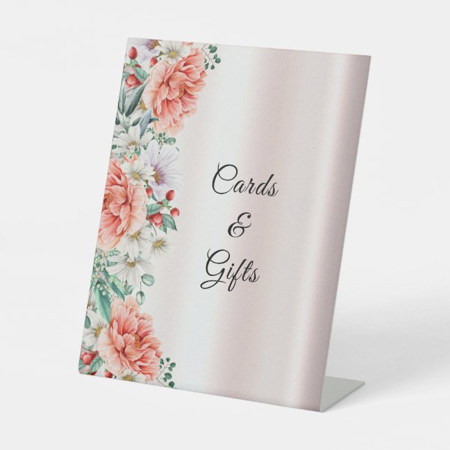Watercolor Peony Flower Tabletop Signs (Front)