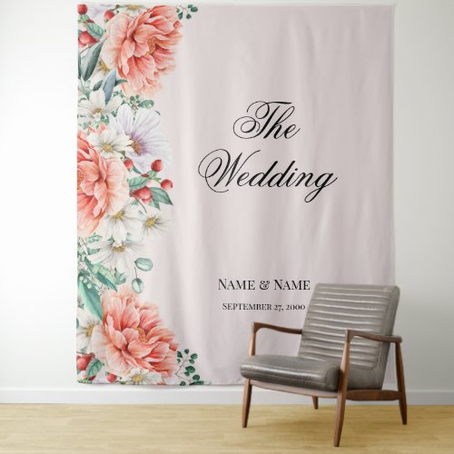 Watercolor Peony Flower Tapestry