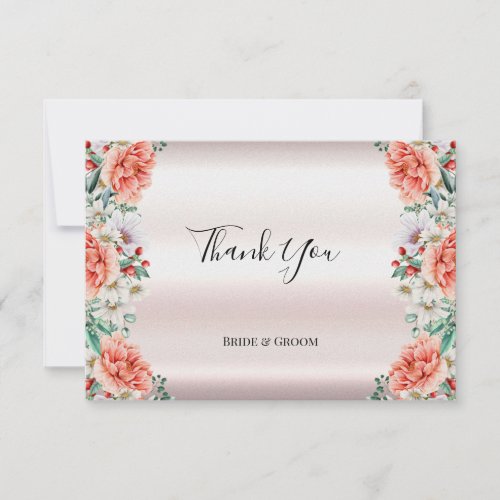 Watercolor Peony Flower Thank You Card