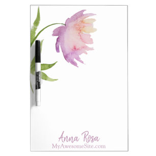 *~* Watercolor Peony Flower with Pink Lavender Dry Erase Board